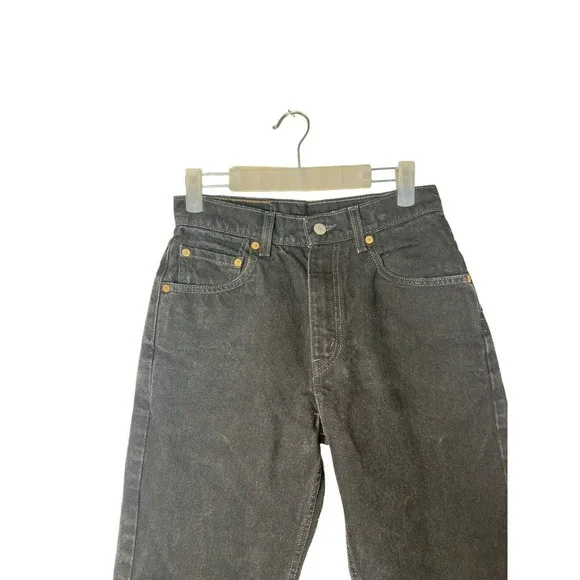 Vtg Levis 505 Mens Jeans 27x29 Straight Black 2000 Red Tab Made in USA Tag 29x30 - Picture 5 of 13